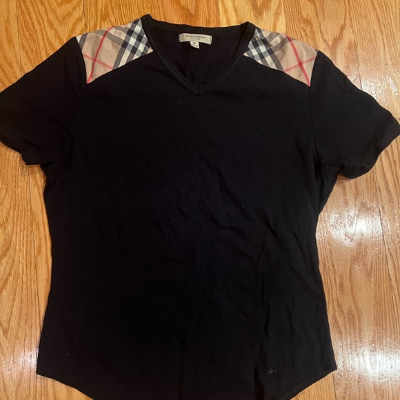 Burberry Black V-Neck Tee - Picture 1 of 5